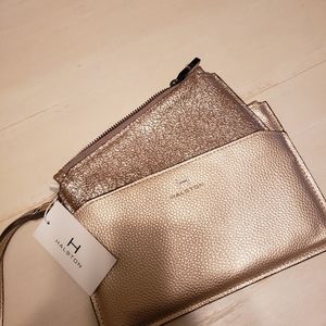 Halston gold clutch NWT
